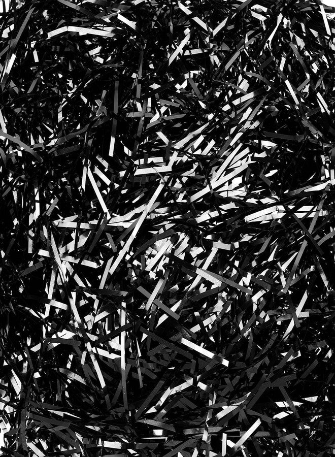 Jansun Black Crinkle Cut Paper, 7oz Filler Sparkly Film Cut Grass Crinkle Confetti Gift Boxes Bags Baskets Filler for Christmas Gothic Wedding Birthday Holiday Party Decor - Image 1