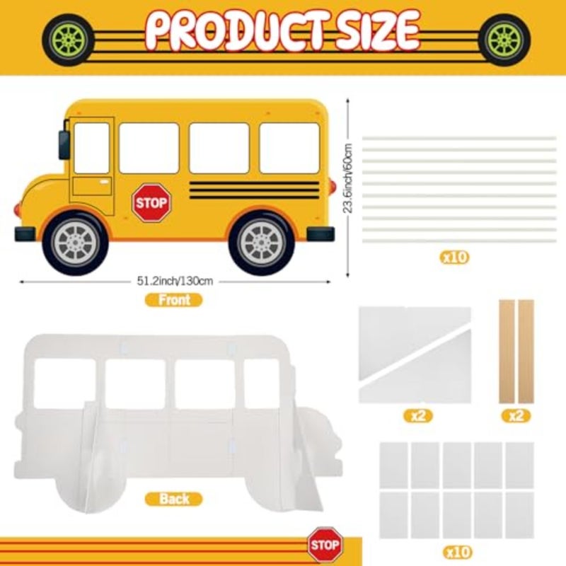 School Bus Photo Booth Prop 50 x 27in Back to School Selfie Picture Frame Decor Yellow Bus Corrugated Cardboard Standup Sign Funny Welcom Backdrop for Birthday Party tion Supplies - Image 2