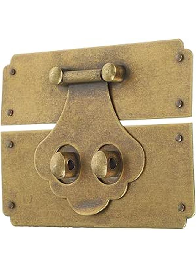 Vintage Brass Hasp Lock 10.6cm Decorative Latch Buckle For Furniture Jewelry Box Luggage Cabinet Hardware With Screws - Image 1