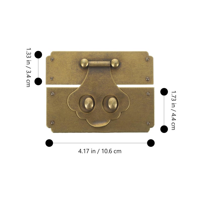 Vintage Brass Hasp Lock 10.6cm Decorative Latch Buckle For Furniture Jewelry Box Luggage Cabinet Hardware With Screws - Image 3