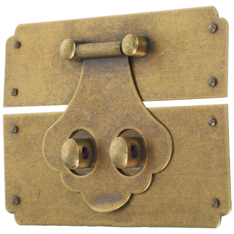 Vintage Brass Hasp Lock 10.6cm Decorative Latch Buckle For Furniture Jewelry Box Luggage Cabinet Hardware With Screws - Image 2