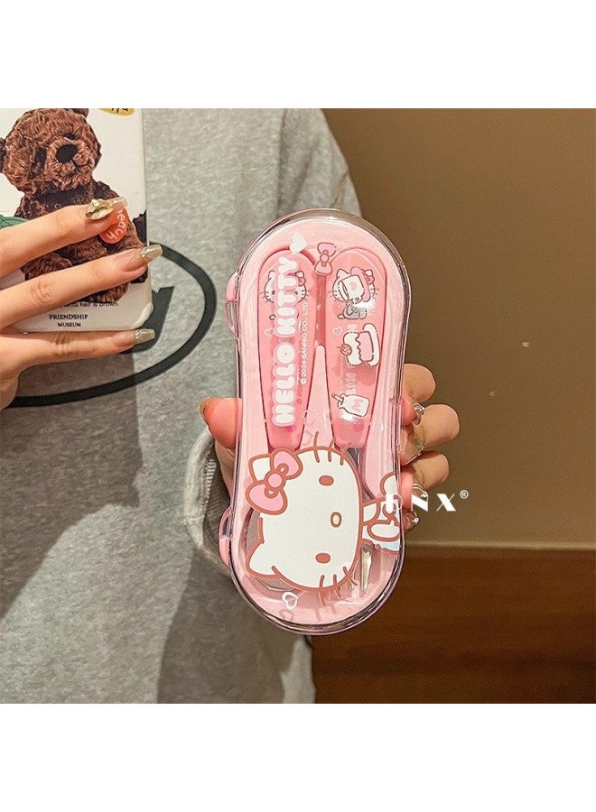 Genuine Sanrio 304 Stainless Steel Children's Convenient Tableware Spoon Fork Suit Special Tableware Storage For Students-Specifications:Melody Spoon And Fork Set - Image 5