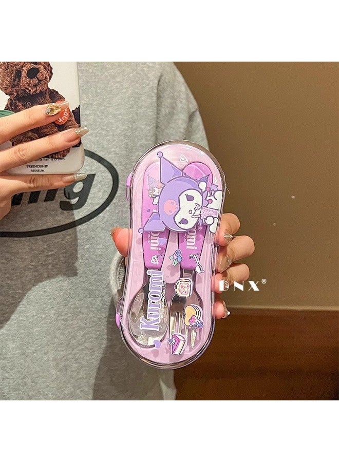 Genuine Sanrio 304 Stainless Steel Children's Convenient Tableware Spoon Fork Suit Special Tableware Storage For Students-Specifications:Melody Spoon And Fork Set - Image 3