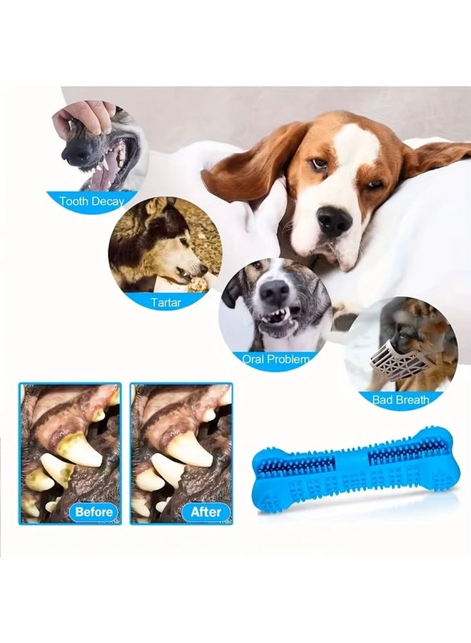 Blue Silicone Dog Toothbrush Toy Soft Durable Non Toxic Dental Care For Small And Medium Dogs Natural Teeth Cleaning Chew Stick - Image 3
