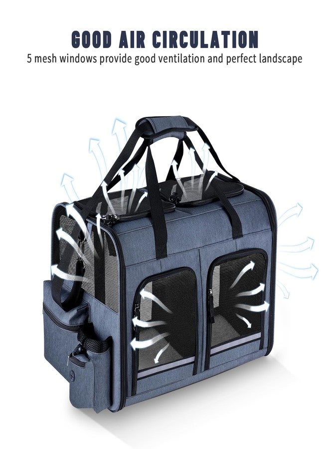 Groxkox -Carrier for 2 Cats, Double Folding Carrier for Cats and Dogs, Small to Medium, 2 Front Compartments with Zipper, Two Pet Carrier for Travel to the - Image 5