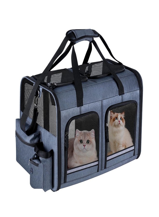 Groxkox -Carrier for 2 Cats, Double Folding Carrier for Cats and Dogs, Small to Medium, 2 Front Compartments with Zipper, Two Pet Carrier for Travel to the - Image 1