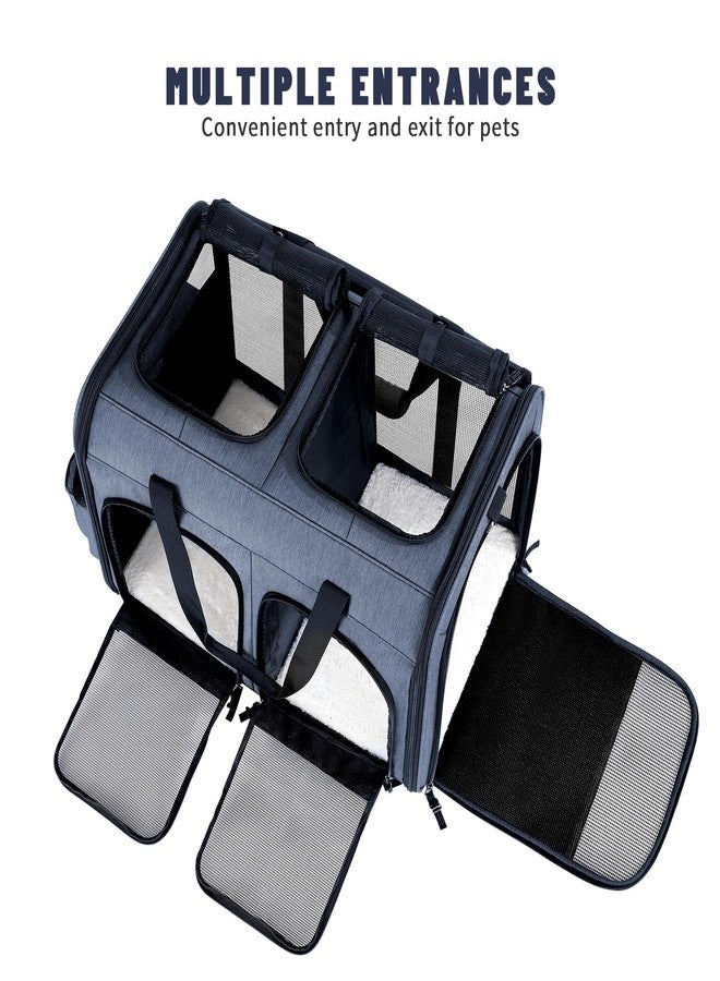 Groxkox -Carrier for 2 Cats, Double Folding Carrier for Cats and Dogs, Small to Medium, 2 Front Compartments with Zipper, Two Pet Carrier for Travel to the - Image 4
