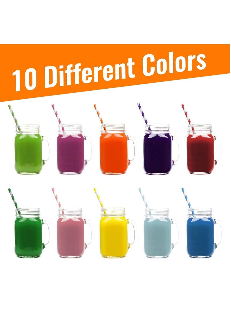 كاست ويف مصاصات ورقية قابلة للتحلل الحيوي، 200 قطعة مصاصات شرب ورقية لحفلات الزفاف والمطاعم والعصائر والقهوة والمشروبات الباردة والحلويات والديكورات المنزلية (10 ألوان، مخططة) - Image 4