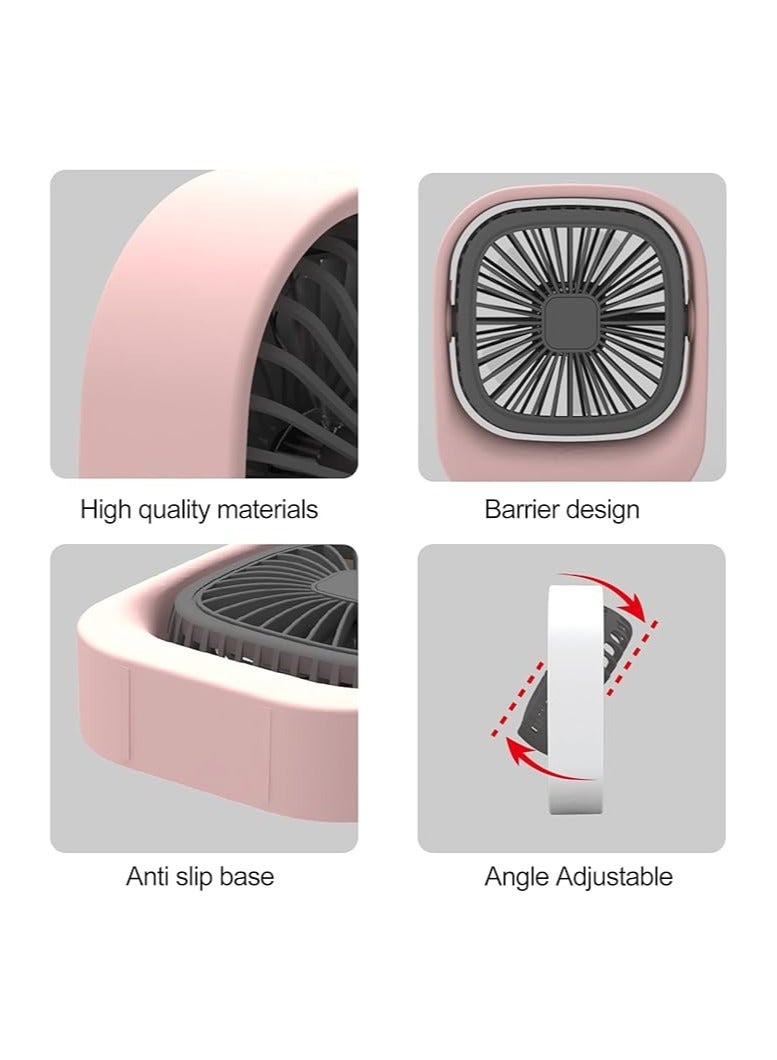 Small Desk Fan USB Rechargeable Personal Fan 2 Speeds 5 Blades Portable Mini Fan Adjustable Angle Desktop Air Cooling Fan Battery Operated Mini Handheld Fan Summer Gift White  - Image 2