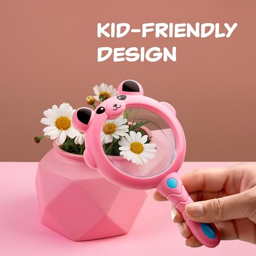 The AutoStory Magnifying Glass for Kids | Handheld Magnifier Glass | Reading Hand-held Magnifier for Science/Maps/Books | High-Definition Magnifying Lens |Set of 2 (Blue,Pink) - Image 4