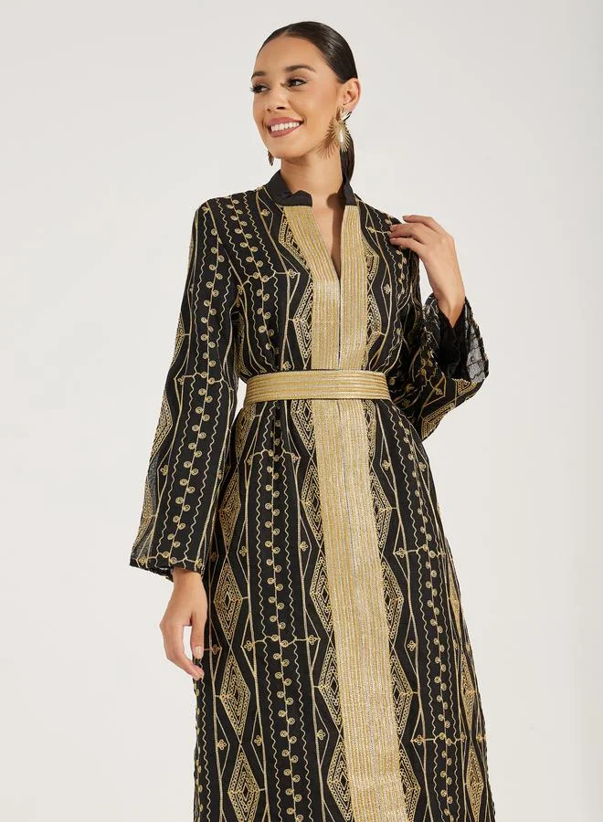 Styli All Over Embroidered Kaftan with Belt