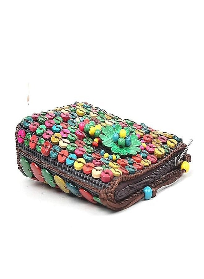 NAPP MALL Handcrafted Coconut Shell Beaded Sling bag for Women | Crossbody Long Strap Purse | Handmade Natural Style | Hanging Bag (Multicolor) - Image 5