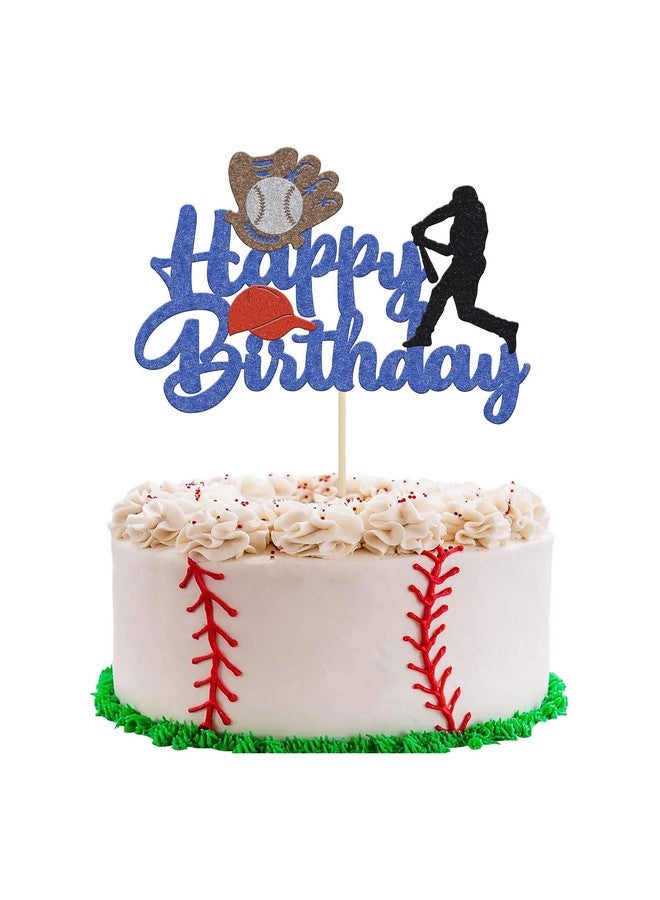 Ephlyn 1 Pack Baseball Theme Cake Topper Sports Happy Birthday Baseball Player Cake Decoration for Baseball Sports Party Theme Decoration Supplies - Image 1