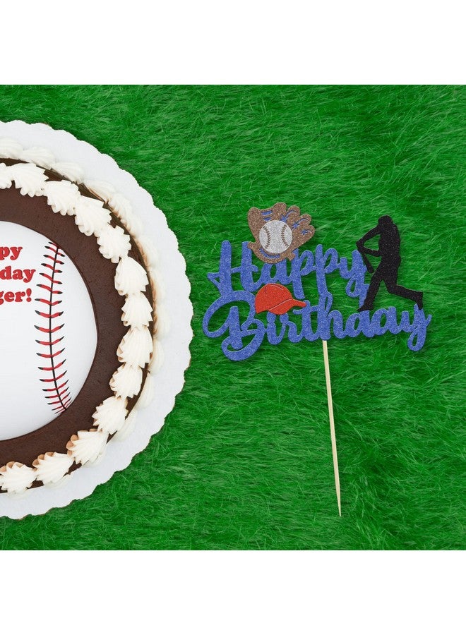 Ephlyn 1 Pack Baseball Theme Cake Topper Sports Happy Birthday Baseball Player Cake Decoration for Baseball Sports Party Theme Decoration Supplies - Image 3