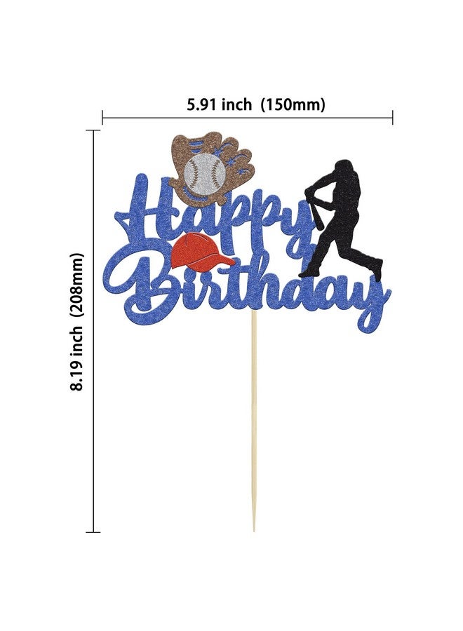 Ephlyn 1 Pack Baseball Theme Cake Topper Sports Happy Birthday Baseball Player Cake Decoration for Baseball Sports Party Theme Decoration Supplies - Image 2