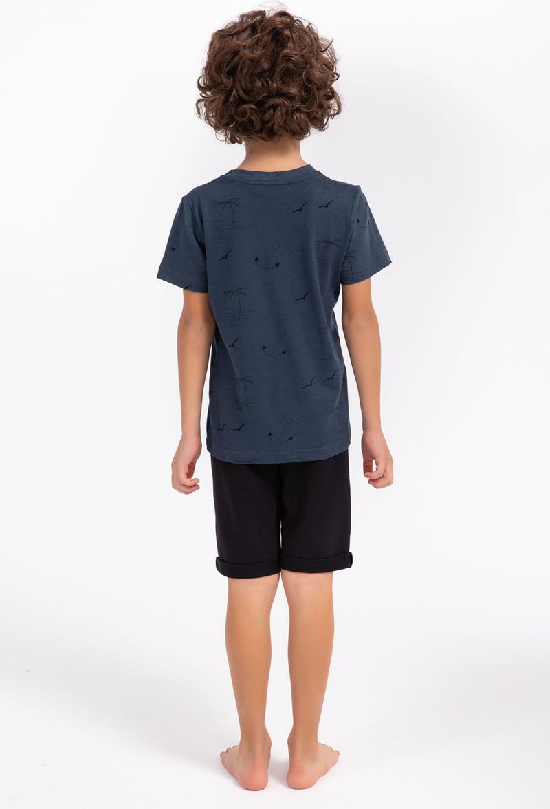 Arnetta Crew Neck Indigo Boys Bermuda Suit  - Image 5
