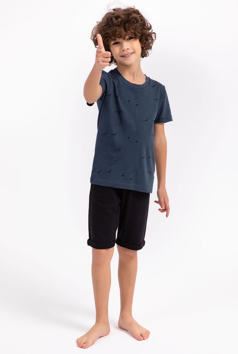 Arnetta Crew Neck Indigo Boys Bermuda Suit  - Image 3
