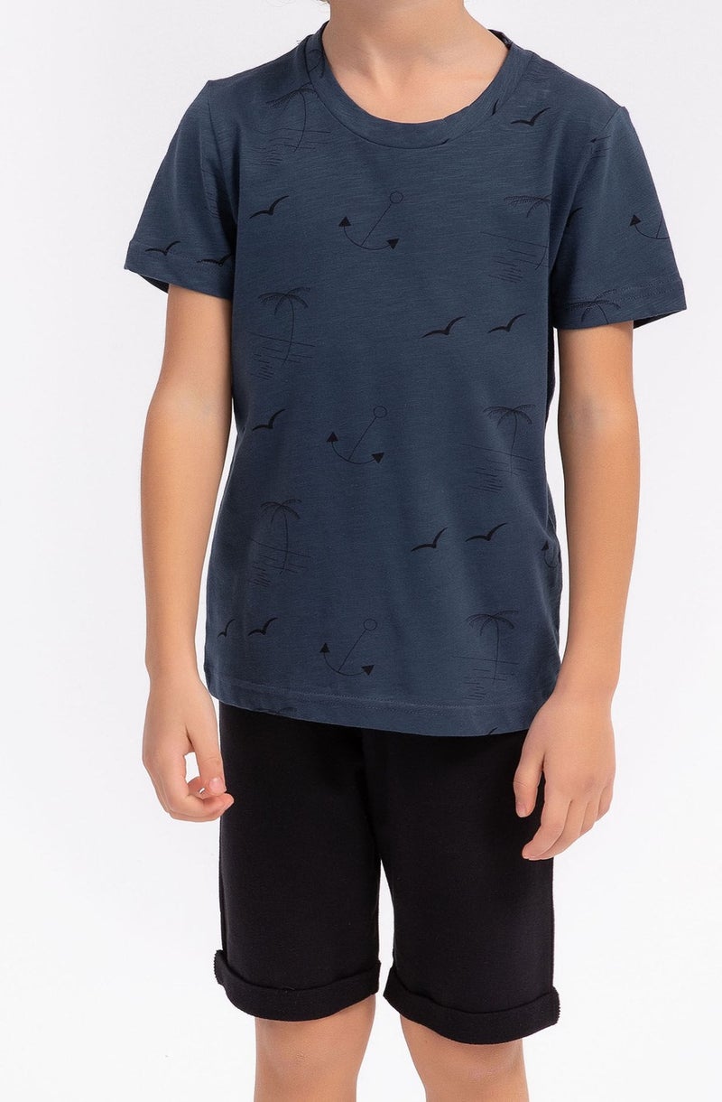 Arnetta Crew Neck Indigo Boys Bermuda Suit  - Image 4