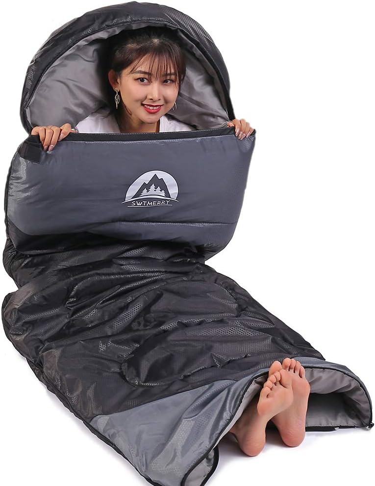 SWTMERRY Sleeping Bag 3 Seasons (Summer, Spring, Fall) Warm & Cool Weather - Lightweight,Waterproof Indoor & Outdoor Use for Kids, Teens & Adults for Hiking and Camping - Image 3
