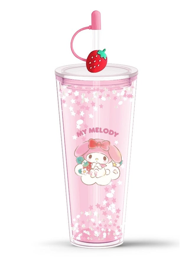 Miniso - Sanrio characters Strawberry collection Double Wall Tumbler with Straw (800mL)(My Melody) - Image 1