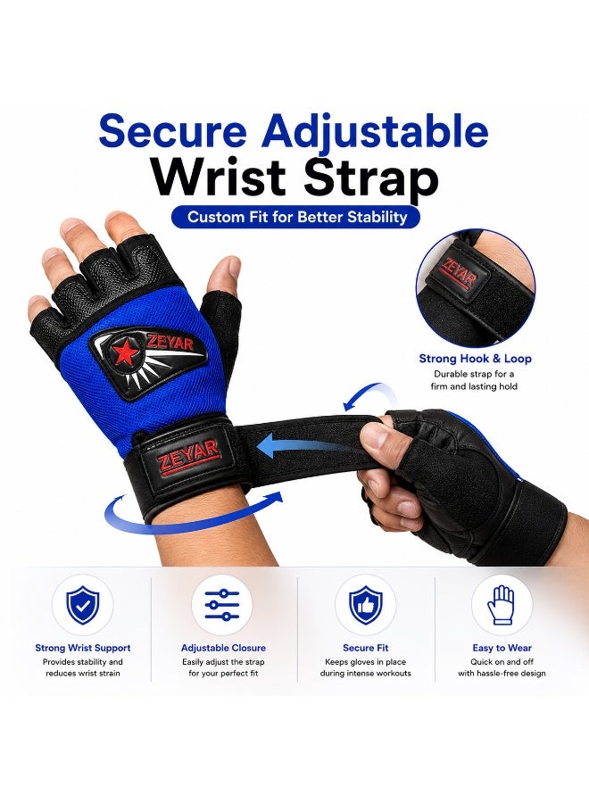 Lukadah Half Finger Weight Lifting Gloves for Men & Women, Breathable Gym Workout Gloves with Wrist Support Strap, Anti-Slip Padded Palm for Weightlifting, Fitness, Cross Training, Cycling, Bodybuilding, Pull Ups & Exercise (Multicolour) - Image 5