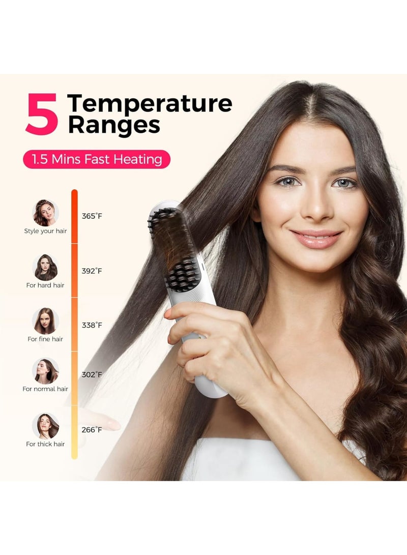 Zikra فرشاة فرد الشعر اللاسلكية - فرشاة فرد محمولة للسفر، فرد سريع التسخينÔºåمشط ساخن خفيف الوزن مع شحن USB+Type-C (قاعدة مرفقة) - Image 3