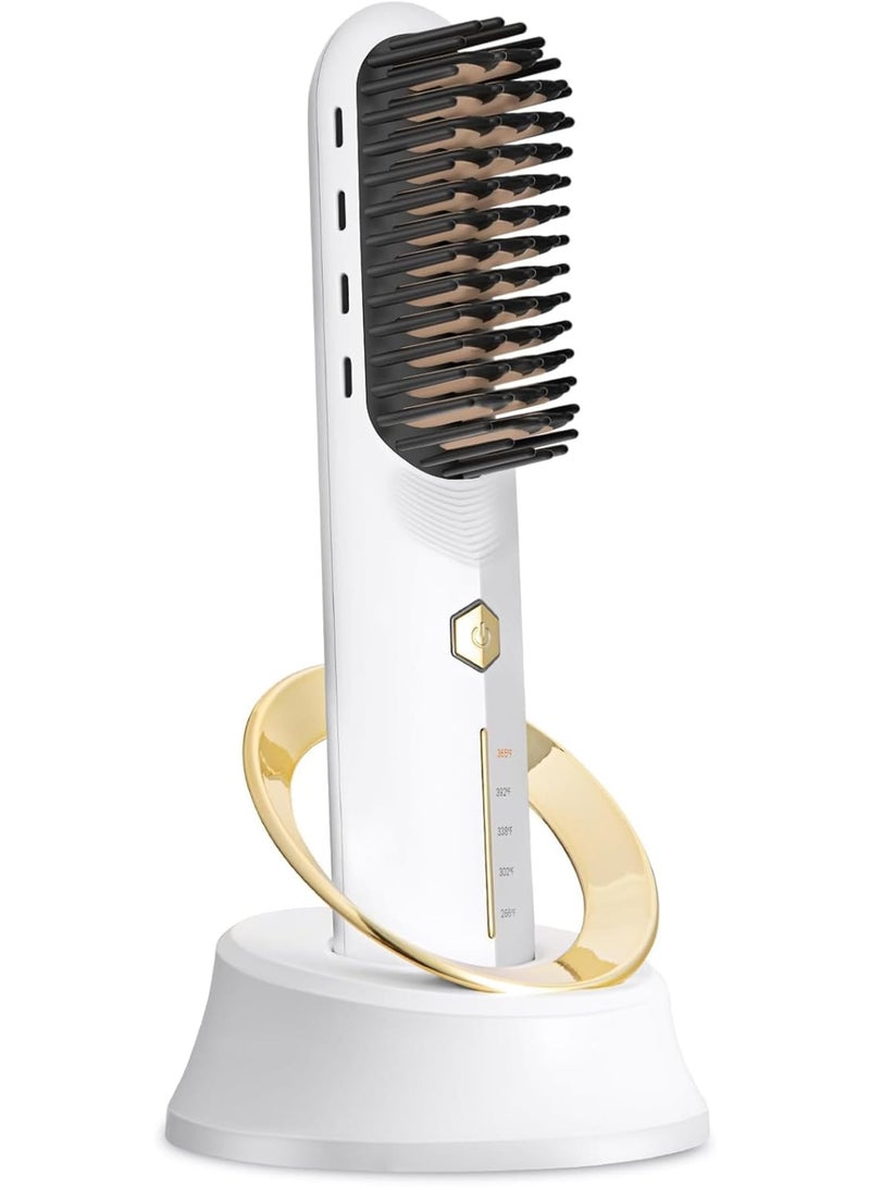 Zikra فرشاة فرد الشعر اللاسلكية - فرشاة فرد محمولة للسفر، فرد سريع التسخينÔºåمشط ساخن خفيف الوزن مع شحن USB+Type-C (قاعدة مرفقة) - Image 1