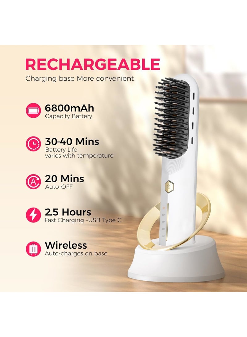 Zikra فرشاة فرد الشعر اللاسلكية - فرشاة فرد محمولة للسفر، فرد سريع التسخينÔºåمشط ساخن خفيف الوزن مع شحن USB+Type-C (قاعدة مرفقة) - Image 5