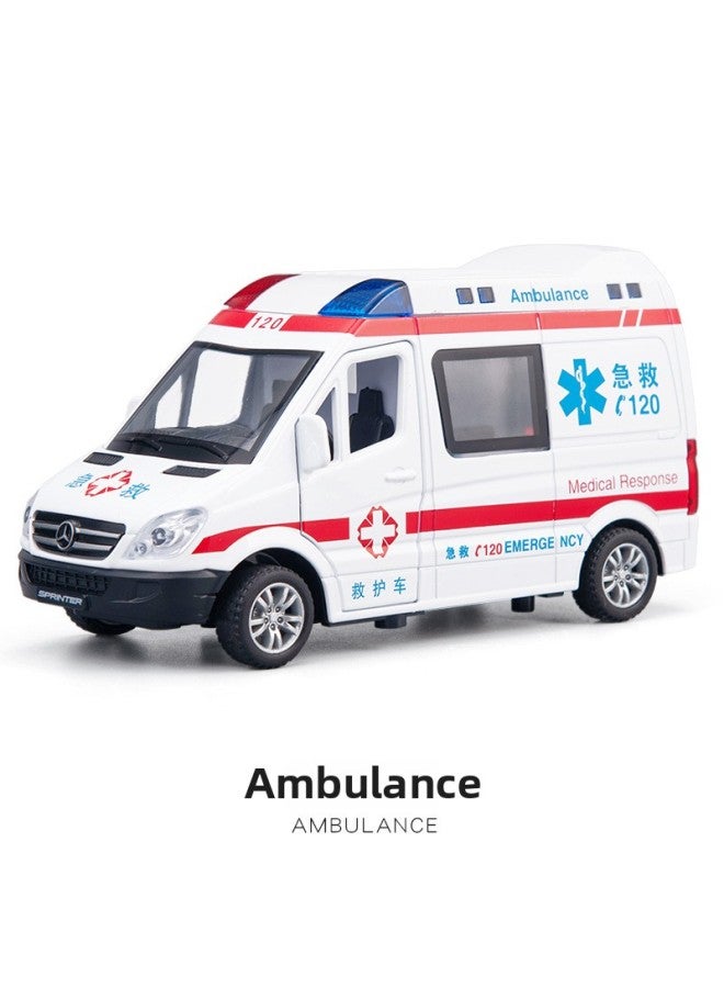 Jiaye 1:32 Simulation Special Police Car Ambulance Fire Alloy Car Model Sound And Light Children's Toy Car Manufacturers Wholesale-Color:Ambulance  - Image 1