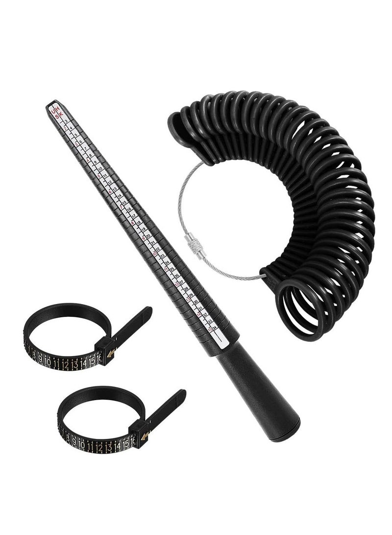 accmor Accmor Ring Size Measuring Tool Includes Plastic Ring Sizer Mandrel Stick, Finger Sizing Ring Guage Measurer and 2 Pcs Finger Measure Tape for Women Men Jewelry Making - Image 1