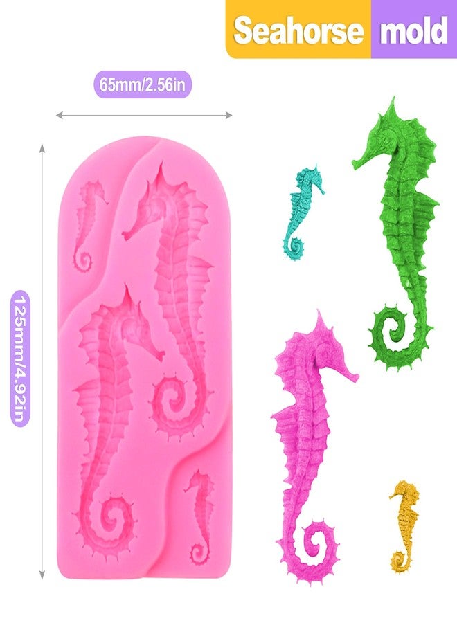 ZeriLion 4 PCS Ocean Theme Silicone Molds with Mermaid Tail, Coral, Seahorse & Starfish - Chocolate Molds Silicone Shapes for Cake Decoration DIY Handmade Baking Tools - Image 2