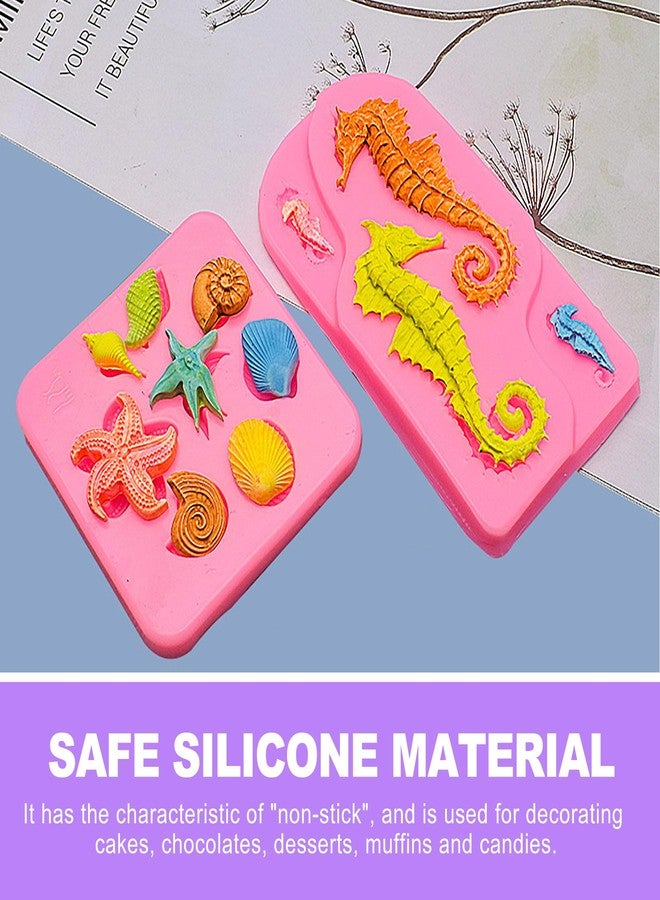 ZeriLion 4 PCS Ocean Theme Silicone Molds with Mermaid Tail, Coral, Seahorse & Starfish - Chocolate Molds Silicone Shapes for Cake Decoration DIY Handmade Baking Tools - Image 5