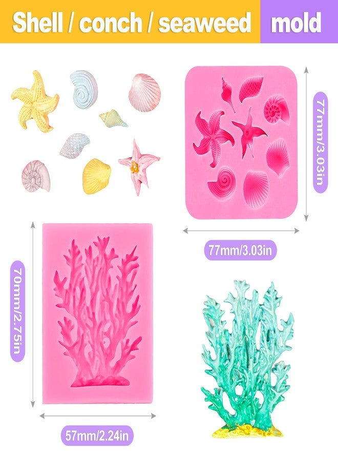 ZeriLion 4 PCS Ocean Theme Silicone Molds with Mermaid Tail, Coral, Seahorse & Starfish - Chocolate Molds Silicone Shapes for Cake Decoration DIY Handmade Baking Tools - Image 4