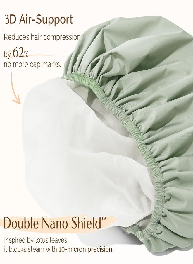 Yanibest Shower Cap Reusable Waterproof - Double Layer Shower Caps for Women, Washable Shower Bonnet with Soft Non-Slip Elastic Band, Bath Hair Hat for Most Hair Types - Image 5