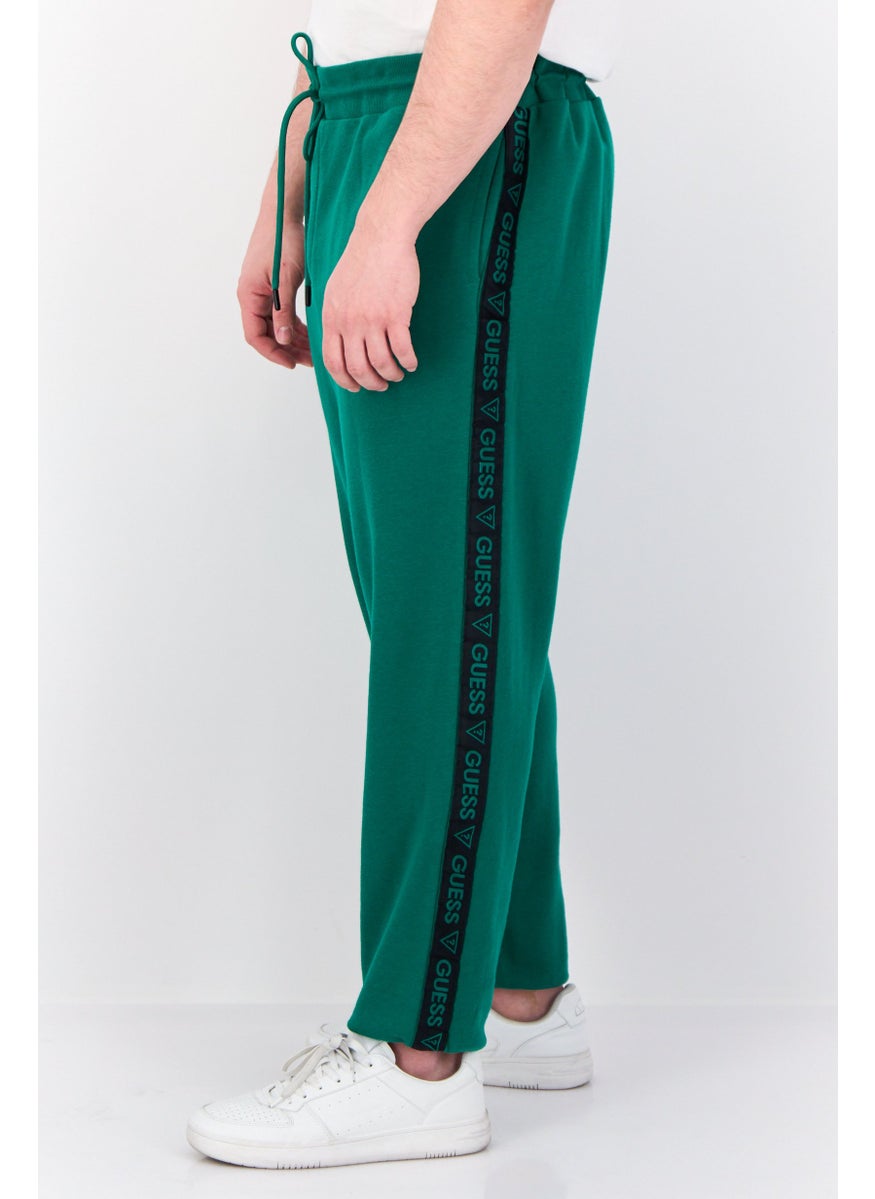 GUESS - Men Regular Fit Brand Logo Sweatpants, Green - Image 1