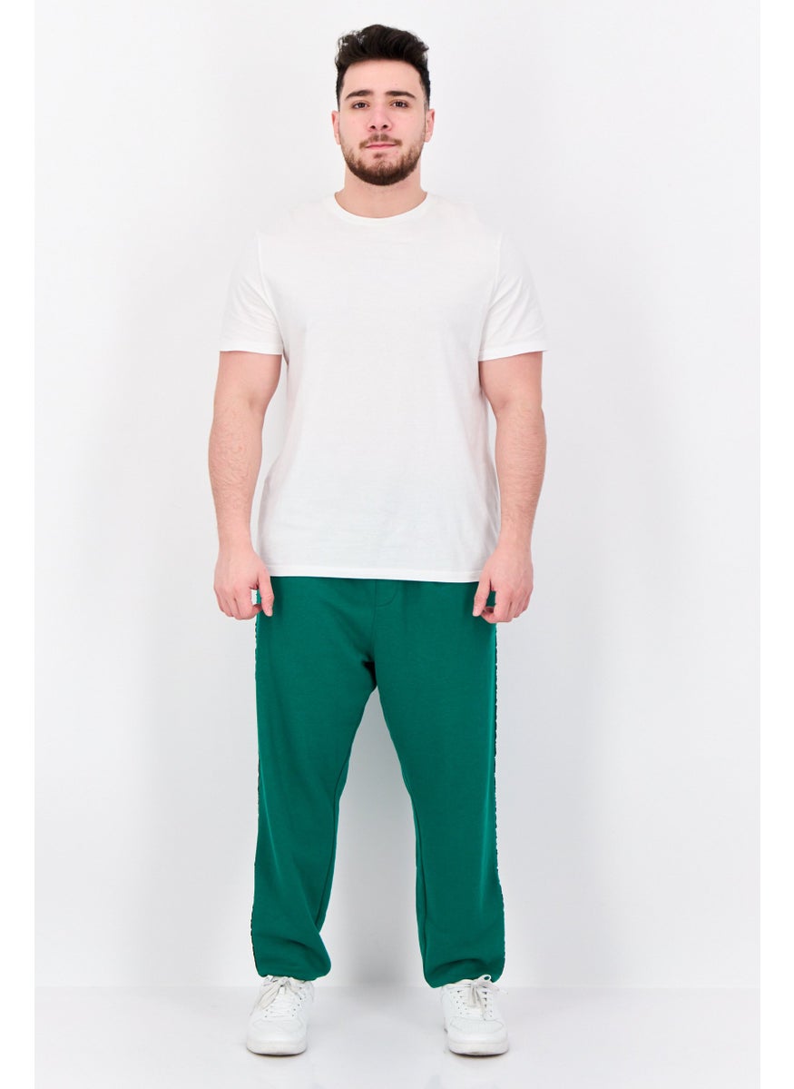 GUESS - Men Regular Fit Brand Logo Sweatpants, Green - Image 1