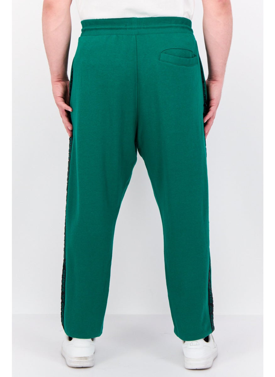 GUESS - Men Regular Fit Brand Logo Sweatpants, Green - Image 1