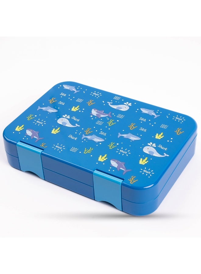 COCOBEE Kids Bento Lunch Box – 6 Compartments, Leakproof, BPA Free, Microwave Safe – Blue Ocean Tritan Water Bottle 480ml - Image 2
