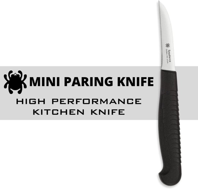 Spyderco Mini Paring Kitchen Knife with 2.25" Stainless Steel Blade with Durable Black Polypropylene Handle - PlainEdge - K09PBK - Image 2