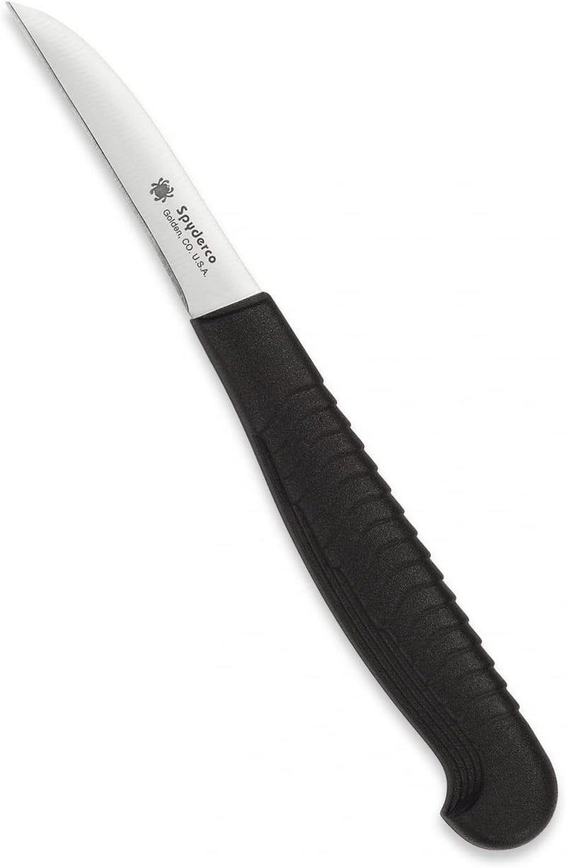 Spyderco Mini Paring Kitchen Knife with 2.25" Stainless Steel Blade with Durable Black Polypropylene Handle - PlainEdge - K09PBK - Image 1