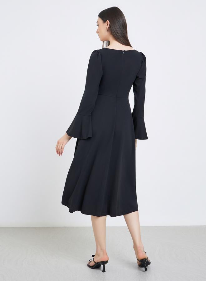 تايك تو فستان ميدي بياقة مربعة بفيونكة صلبة - Image 5