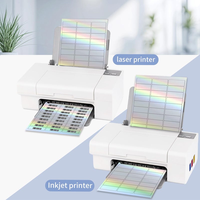 STARLIBOO 1" x 2-5/8" Address Labels- Holographic Color Stickers for Laser/Ink Jet Printer mailing Labels 8.5"Ã—11"- Holographic Silver - Image 3