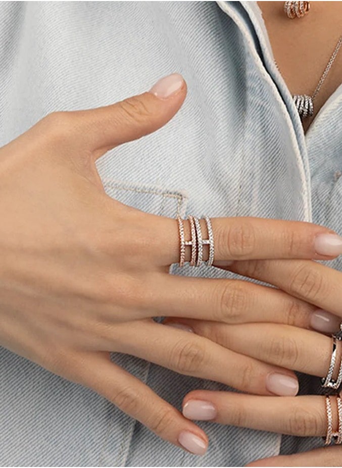 MONACO - Double Line Studded Ring - Image 1