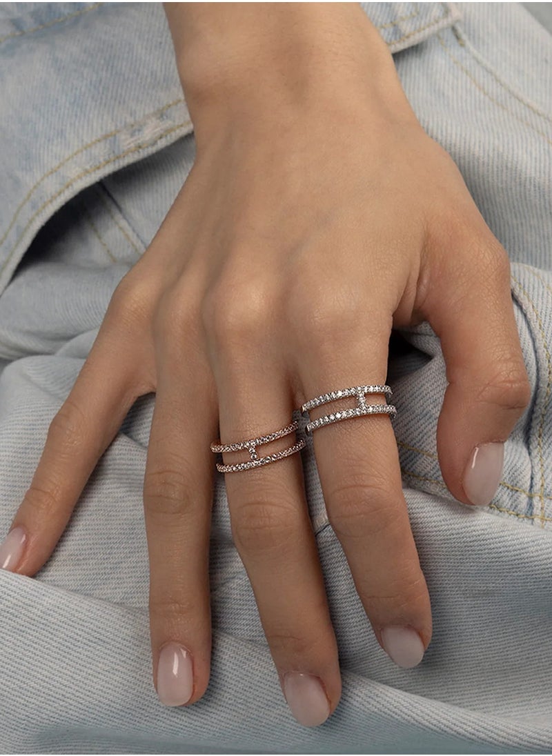 MONACO - Double Line Studded Ring - Image 1