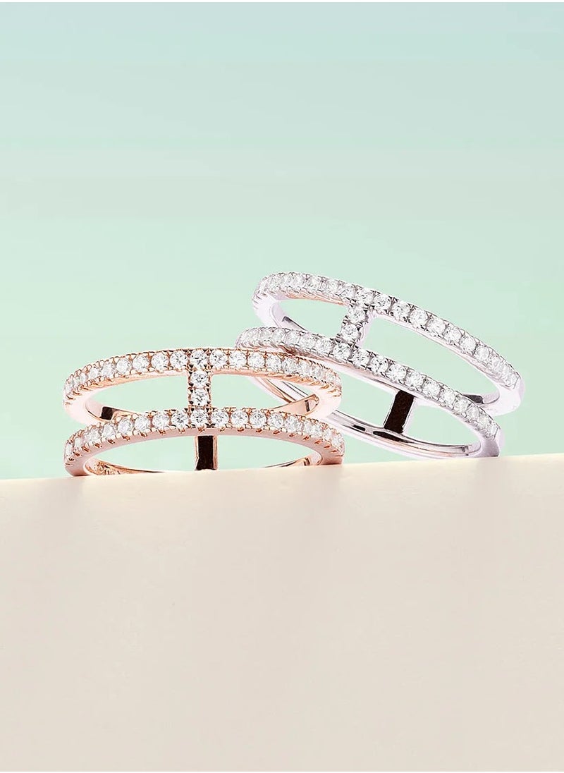 MONACO - Double Line Studded Ring - Image 1