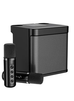 SU.YOSD YS 203 Portable Wireless Bluetooth Karaoke Speaker Stereo Bass Dual Microphone Black  - Image 1