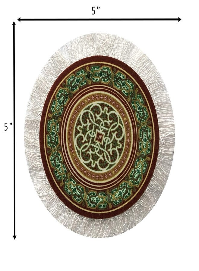Inusitus Rug Coasters, Set of 4 Turkish Carpet Style Table Drink mats, Absorbent Kitchen and Dining Accessories, Spill & drip Protection, Round - Image 5