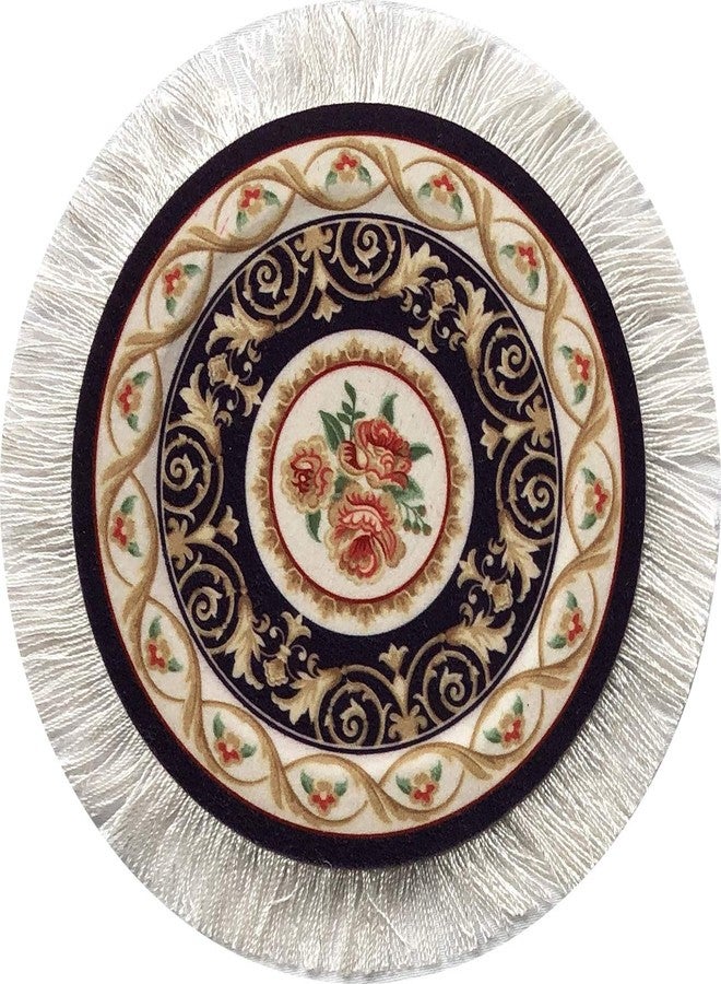 Inusitus Rug Coasters, Set of 4 Turkish Carpet Style Table Drink mats, Absorbent Kitchen and Dining Accessories, Spill & drip Protection, Round - Image 3