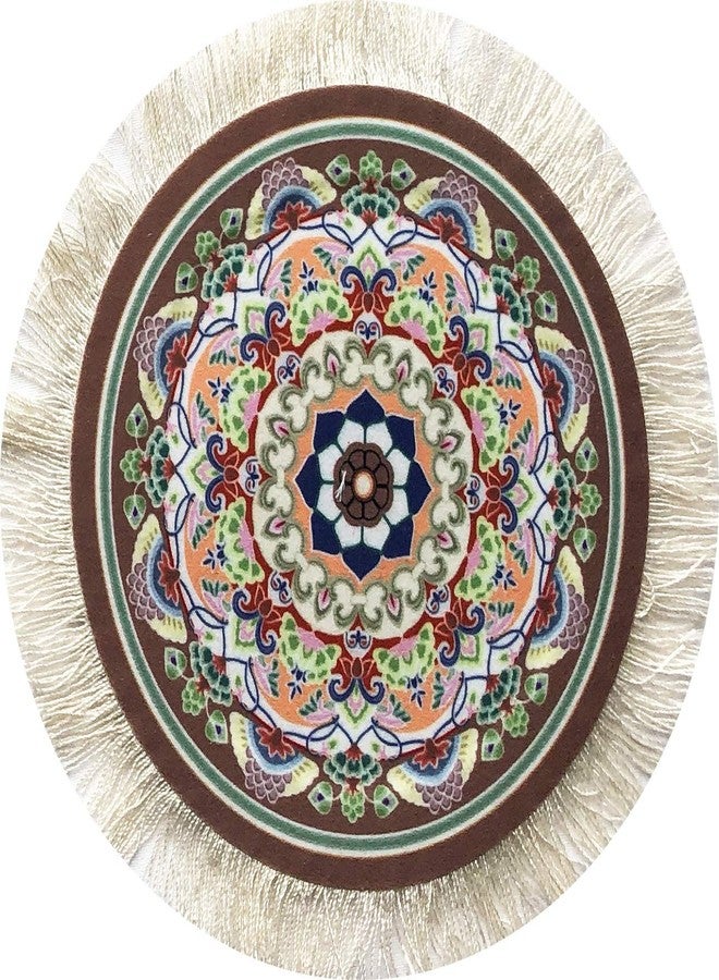 Inusitus Rug Coasters, Set of 4 Turkish Carpet Style Table Drink mats, Absorbent Kitchen and Dining Accessories, Spill & drip Protection, Round - Image 4
