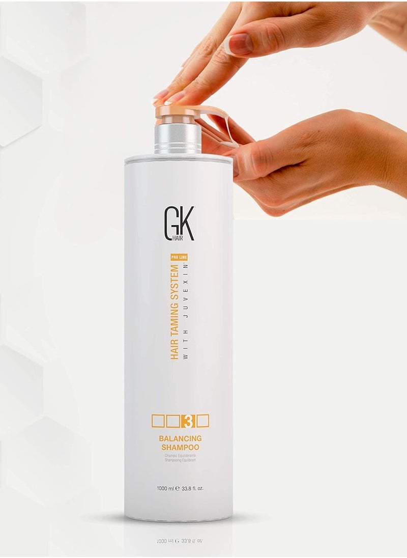 GK Hair Taming System Global Balancing Shampoo For Oily & Color Treated Hair Daily Use 1Ltr